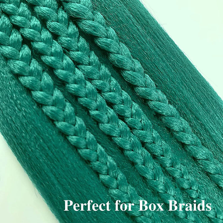 Jade Green Braiding Hair Pre Stretched Box Braid Kanekalon Braiding Hair Prestretched Human Hair 26Inch Image 6