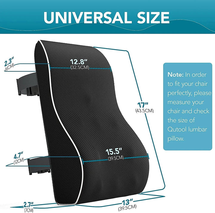 Lumbar Support Pillow for Office Chair Car Ergonomic Memory Foam Back Cushion for Pain Relief Backrests Black Image 4