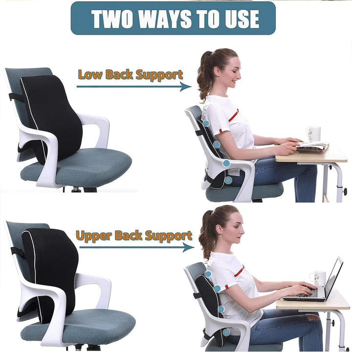 Lumbar Support Pillow for Office Chair Car Ergonomic Memory Foam Back Cushion for Pain Relief Backrests Black Image 9