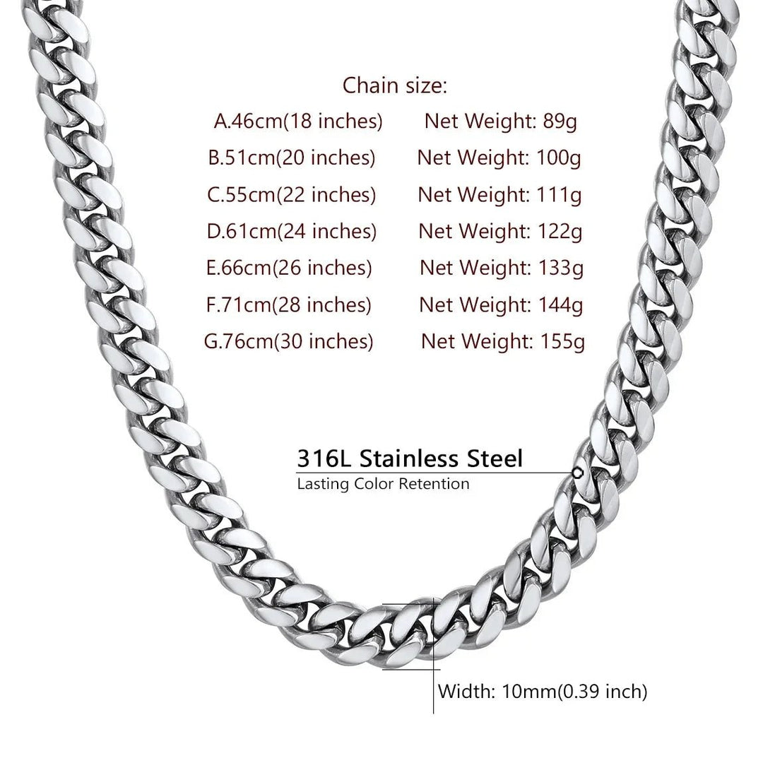 MenS Stainless Steel Cuban Link Chain Necklace 10MM 18Inch Hip Hop Jewelry Image 4