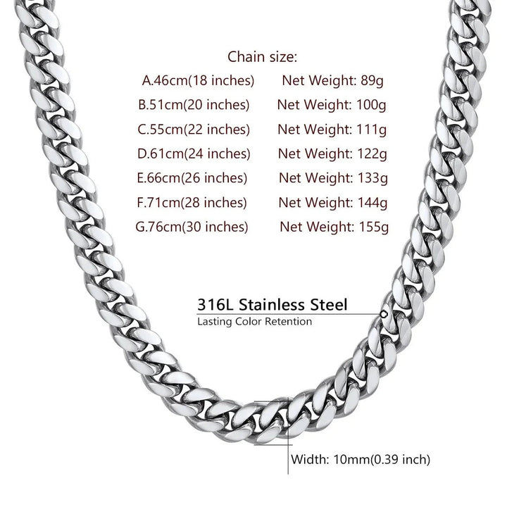 MenS Stainless Steel Cuban Link Chain Necklace 10MM 18Inch Hip Hop Jewelry Image 4