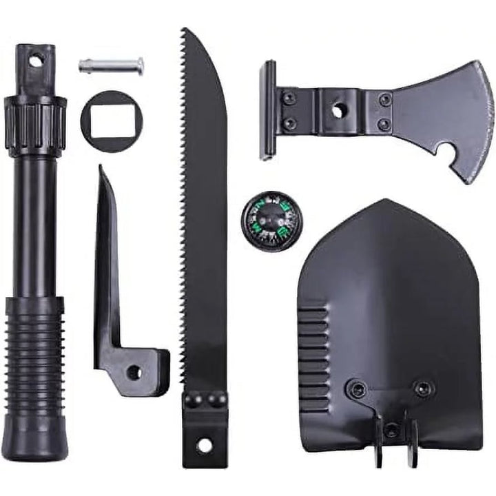 Multi Purpose Camp Tool W/Shovel Saw Pick Hatchet Hammer and Compass Image 1