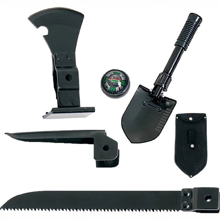 Multi Purpose Camp Tool W/Shovel Saw Pick Hatchet Hammer and Compass Image 2