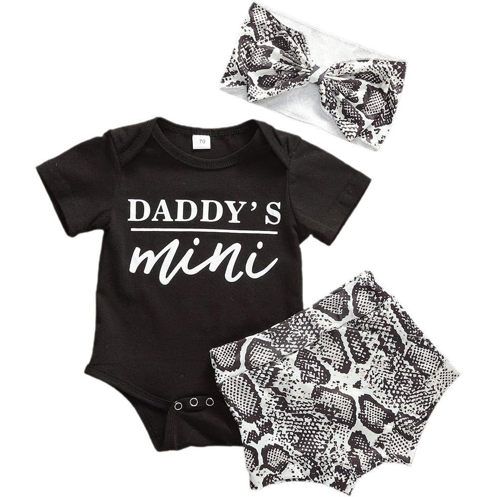 Newborn Baby Girl Clothes Snap Cotton Bodysuit Floral Shorts Baby Headband Infant 3Pcs Outfits Summer Set Image 1