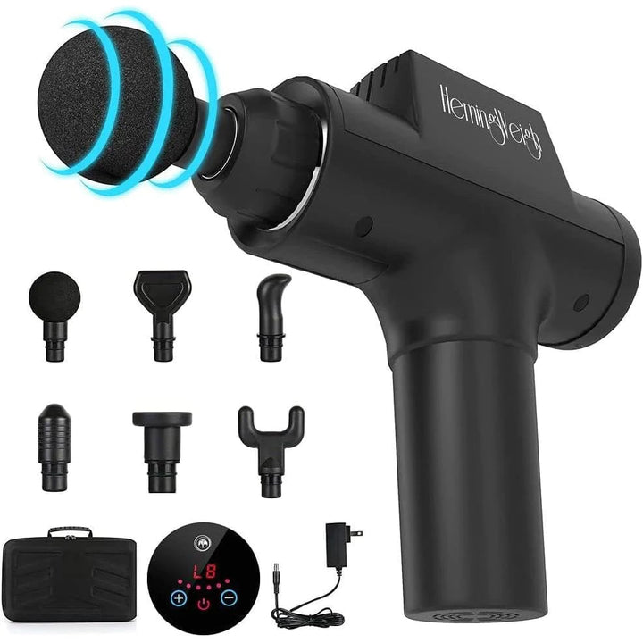 Percussion Massage Gun - Deep Tissue Muscle Massager for Athletes - Quiet Portable and Effective - 6 Interchangeable Image 1