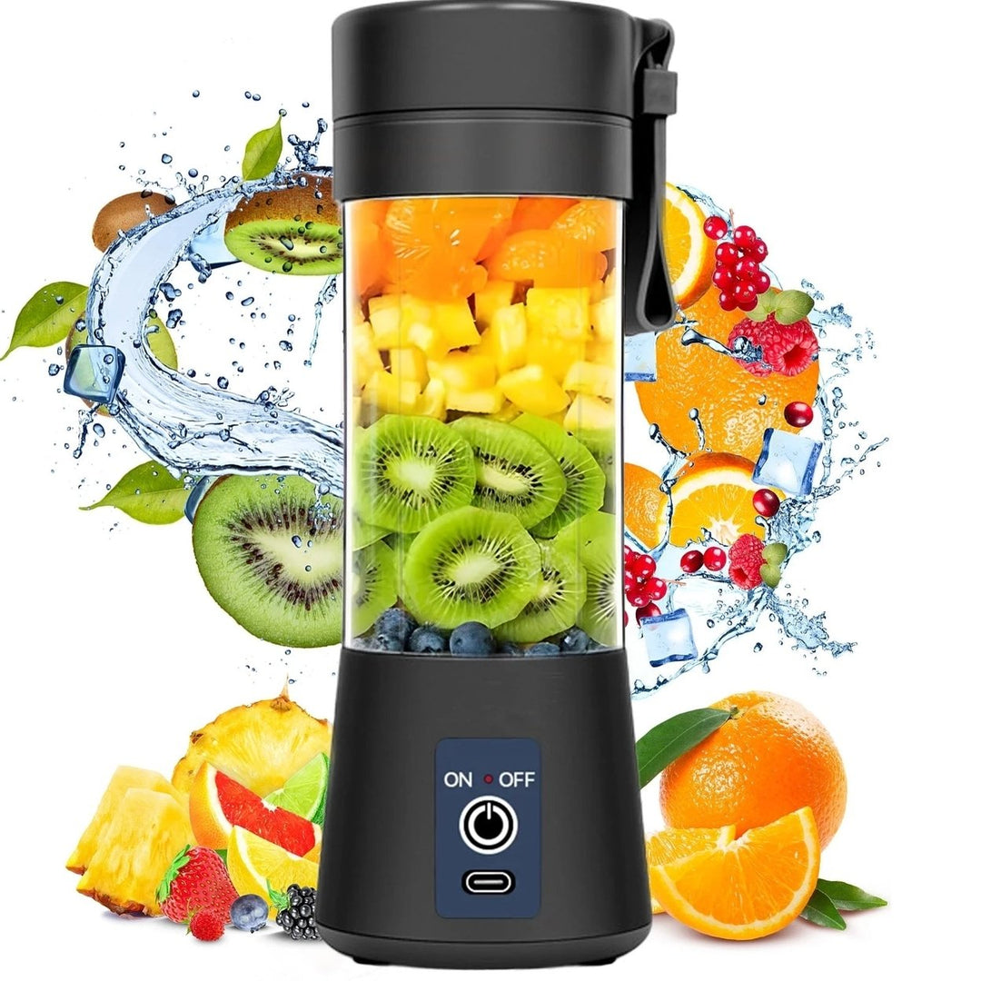 Portable Blender Personal Blender for Shakes and Smoothies,Mini Blender for Kitchen Office and Outdoor Sports,Black,12.9 Image 1