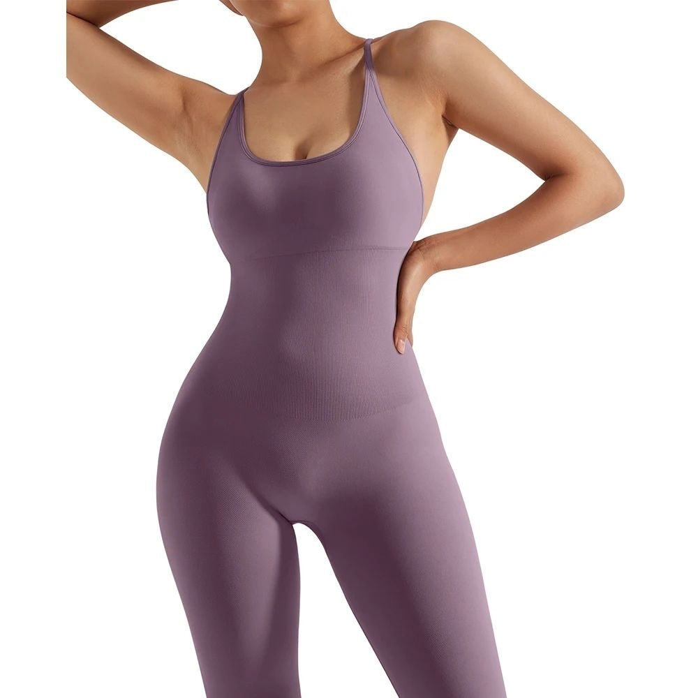 Sleeveless Bodycon Jumpsuit Women Slim Fit Casual Activewear All Season Size Options Image 1