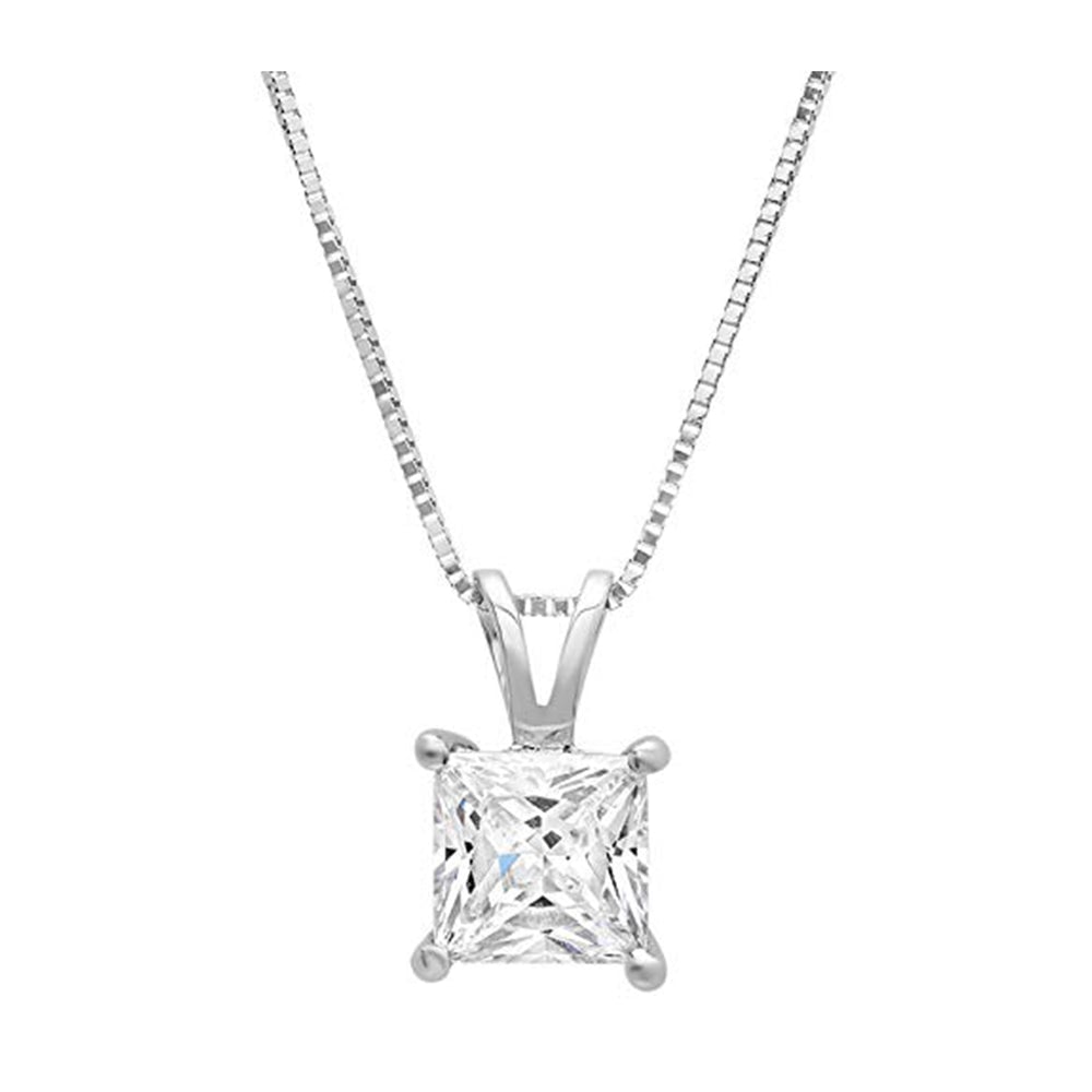 Paris Jewelry 18k White Gold Plated 4 Cttw Created Moissanite Necklace 18 Inch Image 1