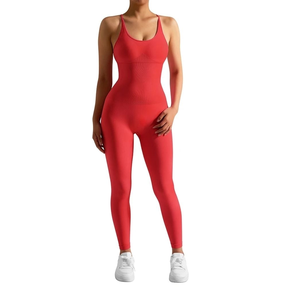 Sporty Bodycon Jumpsuit Women Sleeveless Activewear Casual Fitness Outfit Image 7