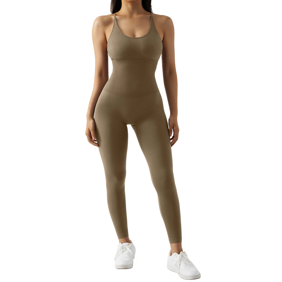 Sporty Bodycon Jumpsuit Women Sleeveless Activewear Casual Fitness Outfit Image 8