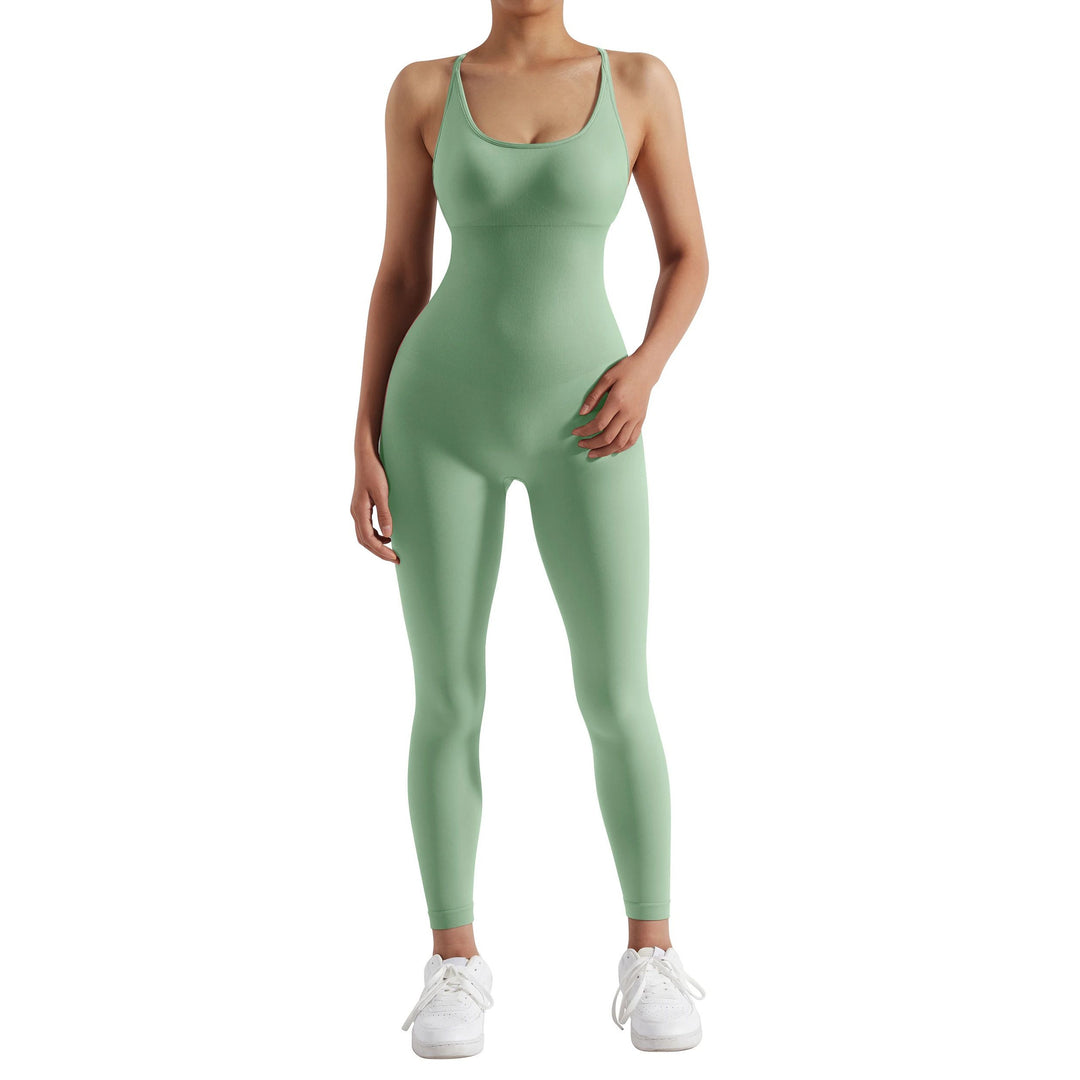 Sporty Bodycon Jumpsuit Women Sleeveless Activewear Casual Fitness Outfit Image 9