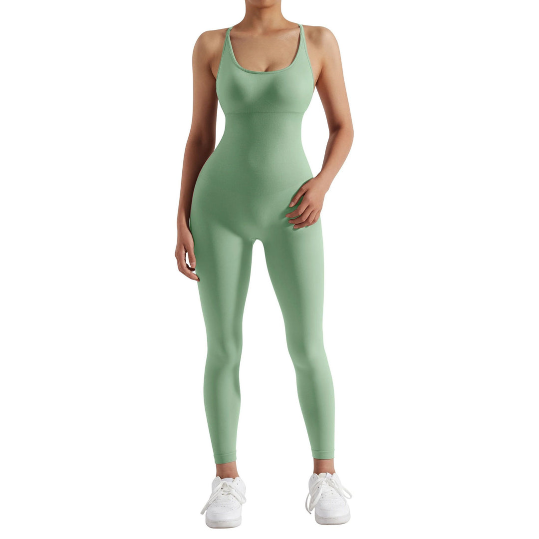 Sporty Bodycon Jumpsuit Women Sleeveless Activewear Casual Fitness Outfit Image 1