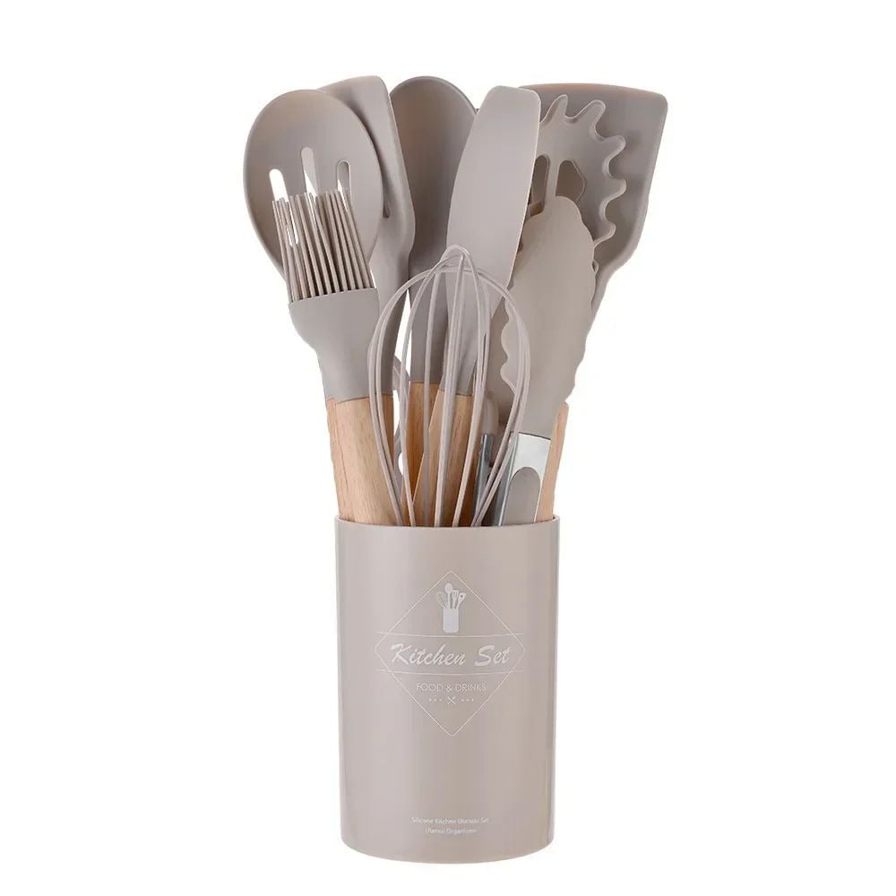 Silicone Kitchen Cookware Set 12PCS Food Grade Utensils Turner Spatula Spoons Image 1