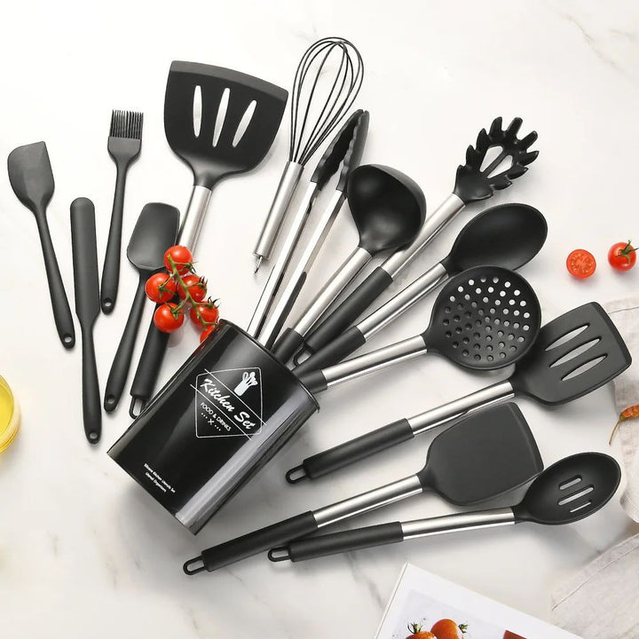 Silicone Kitchen Cookware Set 12PCS Food Grade Utensils Turner Spatula Spoons Image 4