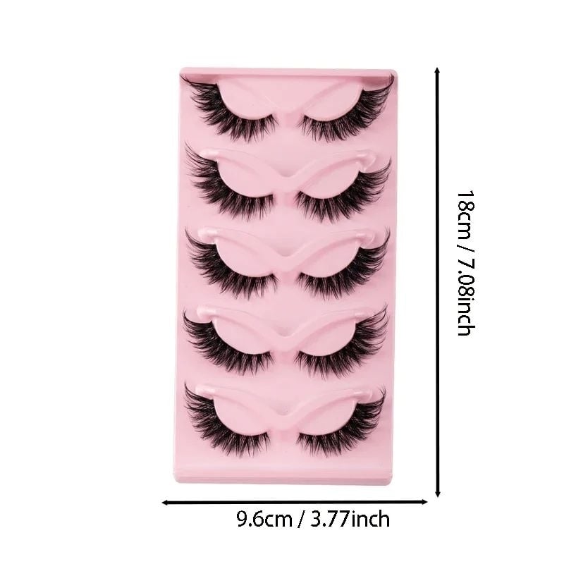 5 Pairs Cat Eye Faux Mink Lashes 0.10mm Natural Long Winged Eyelashes Makeup Image 4