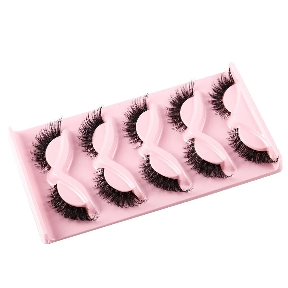 5 Pairs Cat Eye Faux Mink Lashes 0.10mm Natural Long Winged Eyelashes Makeup Image 4