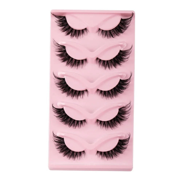 5 Pairs Cat Eye Faux Mink Lashes 0.10mm Natural Long Winged Eyelashes Makeup Image 6