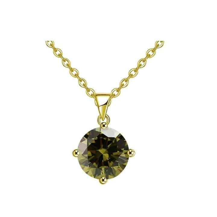 18K Yellow Gold 1ct Peridot Necklace Set 18 Inch Round Earrings Gift Boxed Image 2