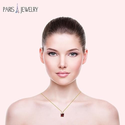 18K Yellow Gold 1ct Garnet Necklace Earrings Set 18 Inch Fashion Jewelry Image 4