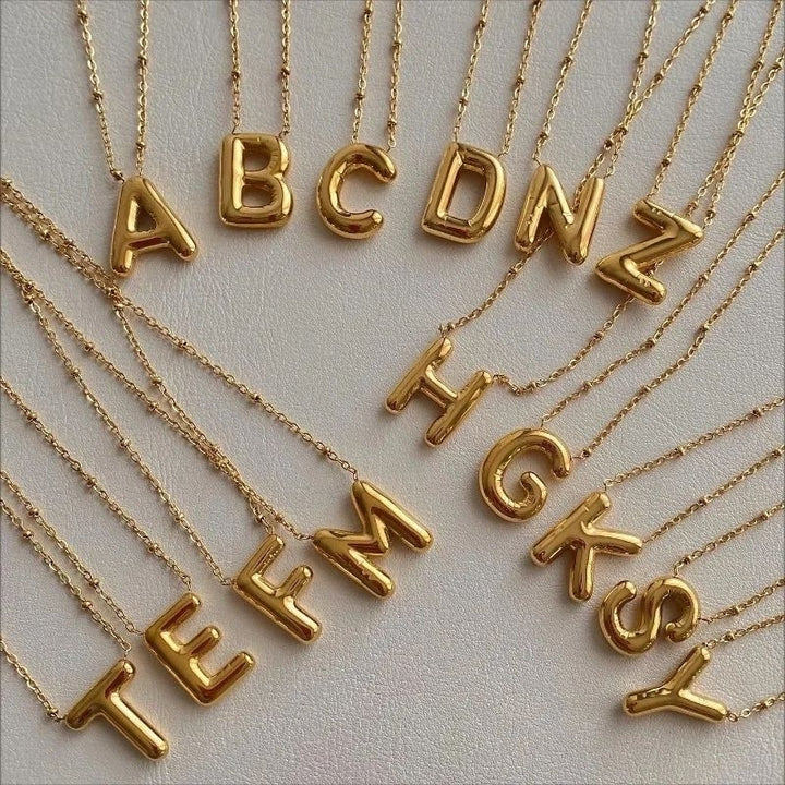 Gold Plated Stainless Steel Initial Pendant Necklace 26 Letters Chunky Design Image 4