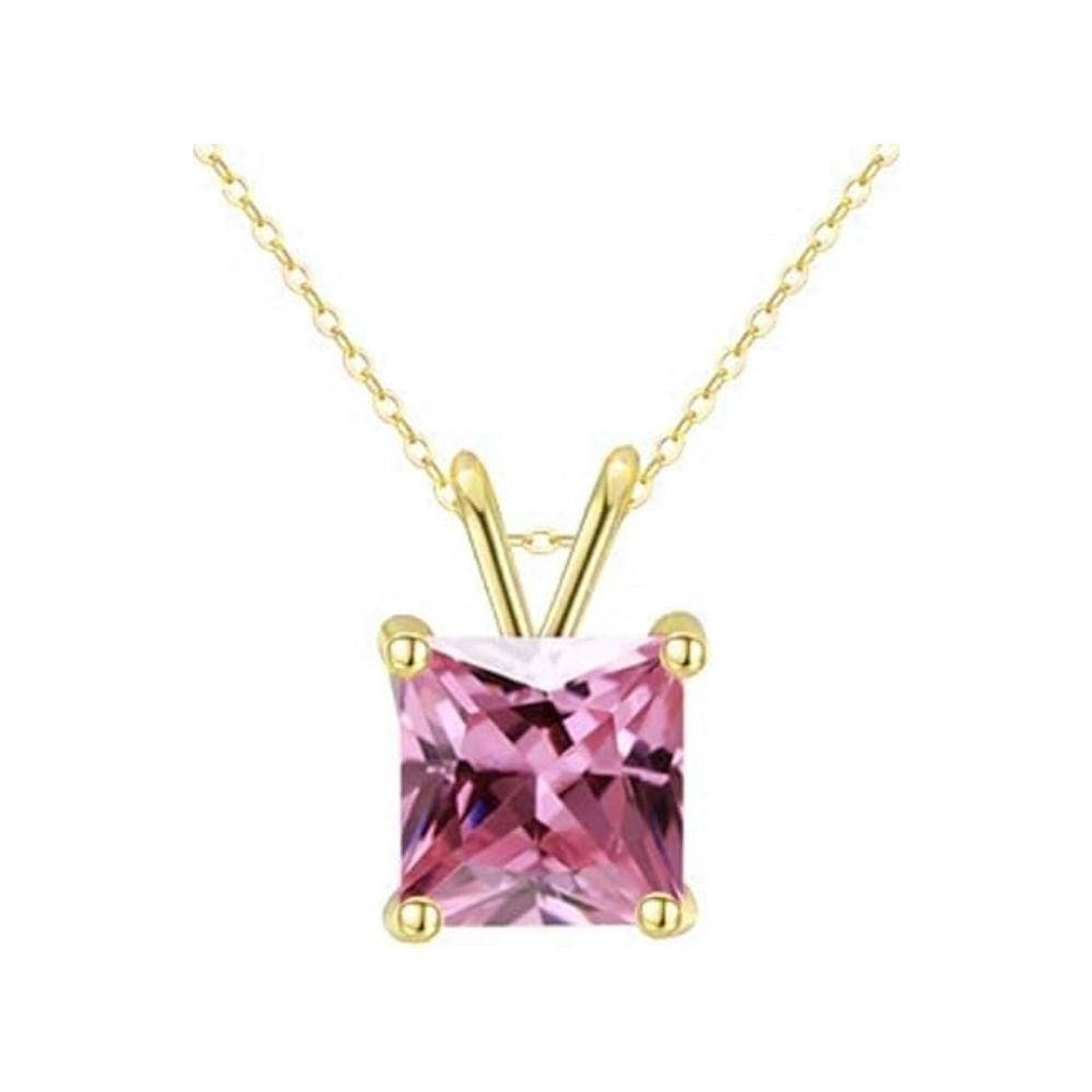 18K Yellow Gold 2ct Pink Sapphire Necklace 18 Inch Earrings Set Gift Boxed Image 2