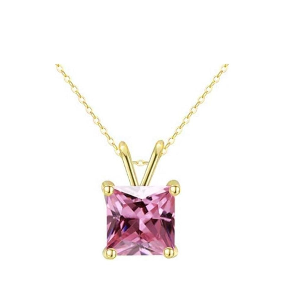 18K Yellow Gold 2ct Pink Sapphire Necklace and Earrings Set Gift Boxed 18 Inch Image 2