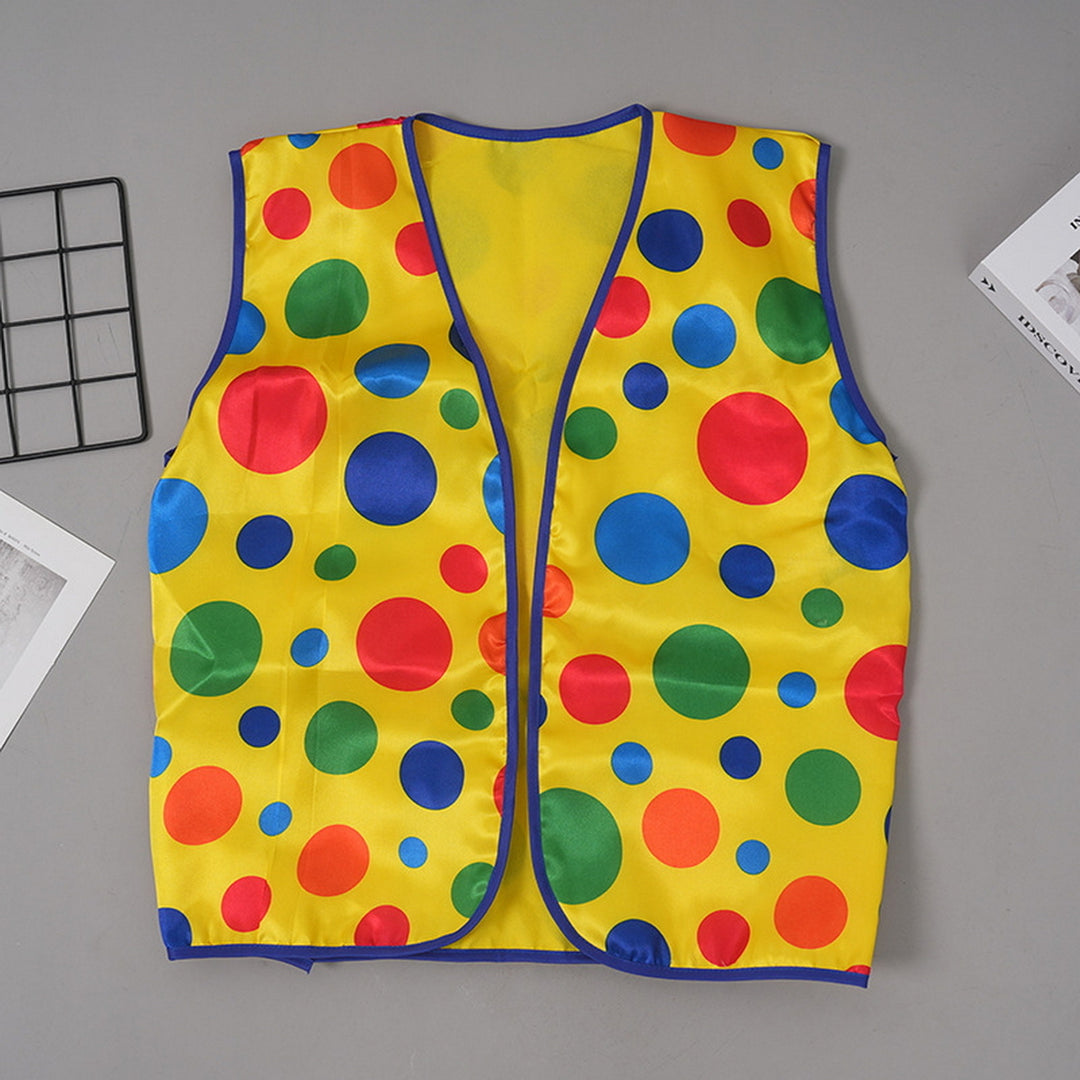 Clown Vest Coat Yellow Dot Print Design Sleeveless Waistcoat Festive Clown Vest Halloween Party Performance Prop Image 1