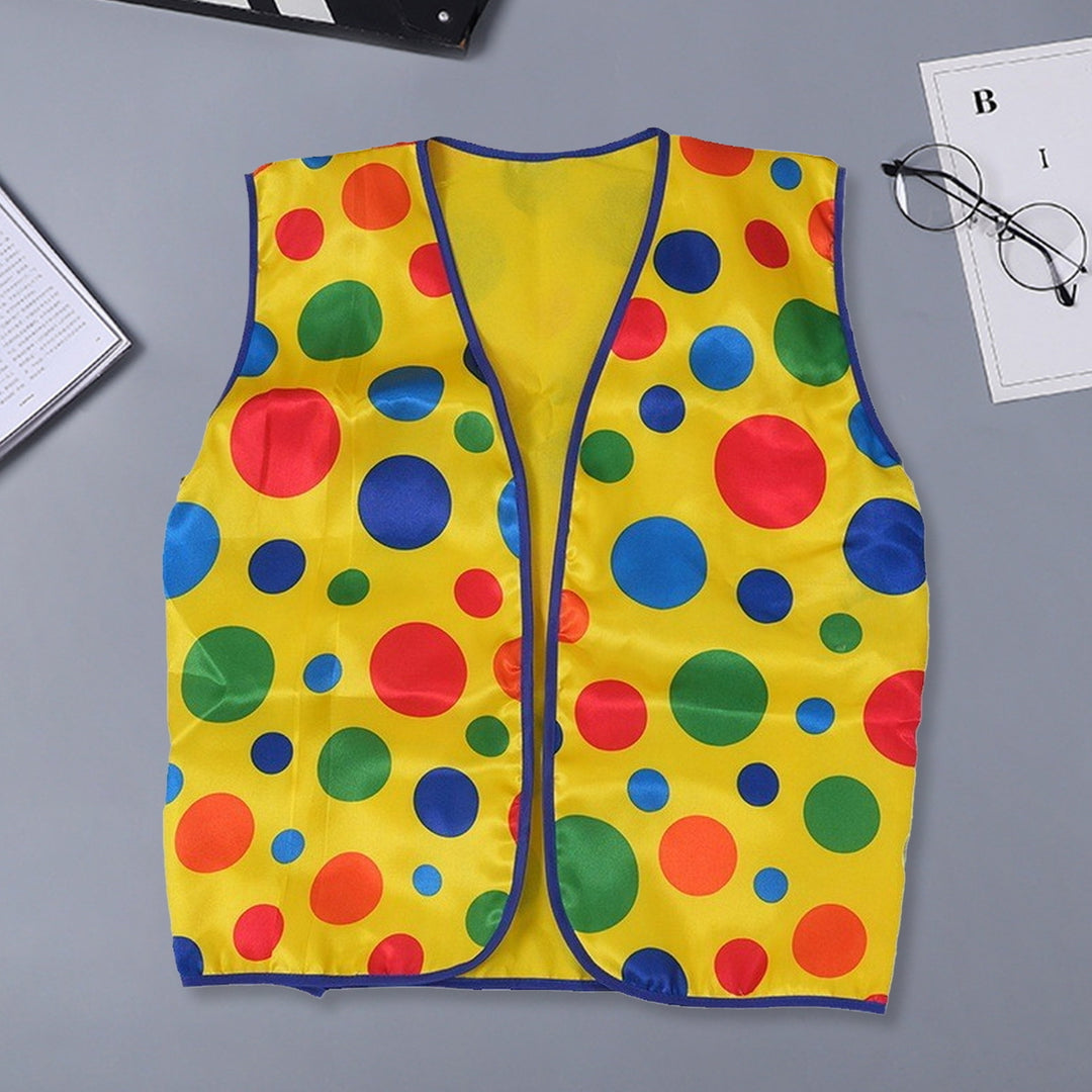 Clown Vest Coat Yellow Dot Print Design Sleeveless Waistcoat Festive Clown Vest Halloween Party Performance Prop Image 2