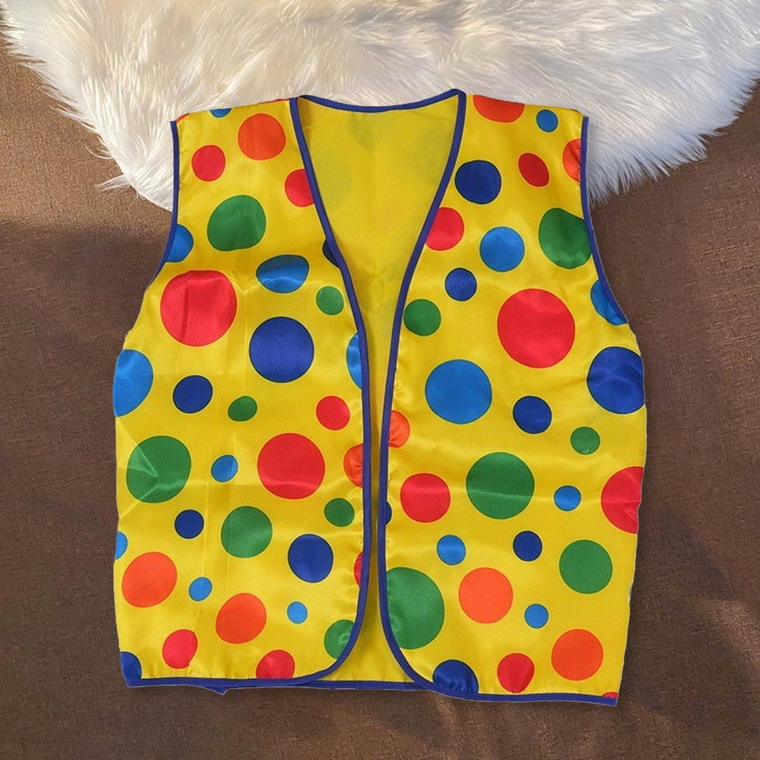 Clown Vest Coat Yellow Dot Print Design Sleeveless Waistcoat Festive Clown Vest Halloween Party Performance Prop Image 3