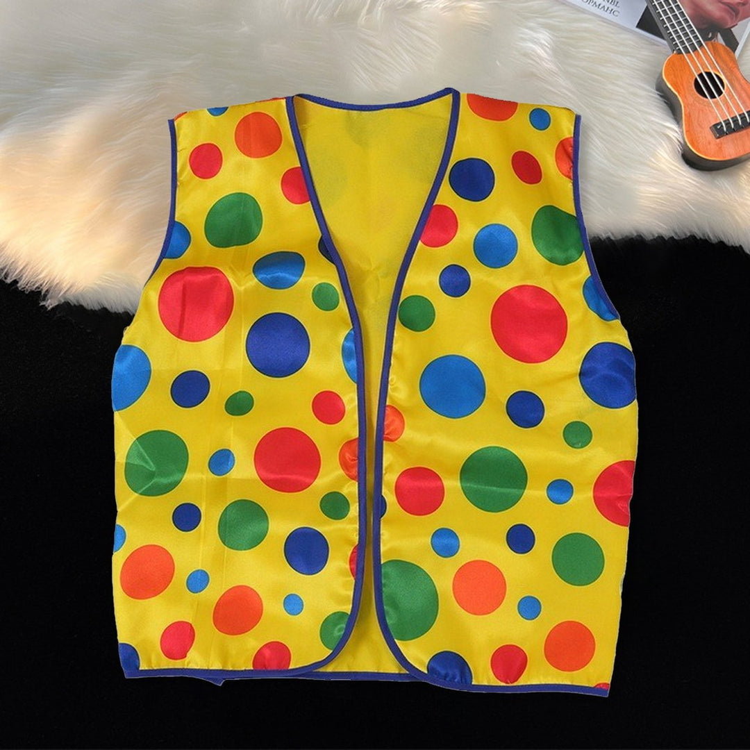 Clown Vest Coat Yellow Dot Print Design Sleeveless Waistcoat Festive Clown Vest Halloween Party Performance Prop Image 4