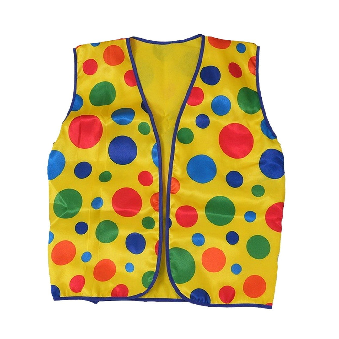 Clown Vest Coat Yellow Dot Print Design Sleeveless Waistcoat Festive Clown Vest Halloween Party Performance Prop Image 4