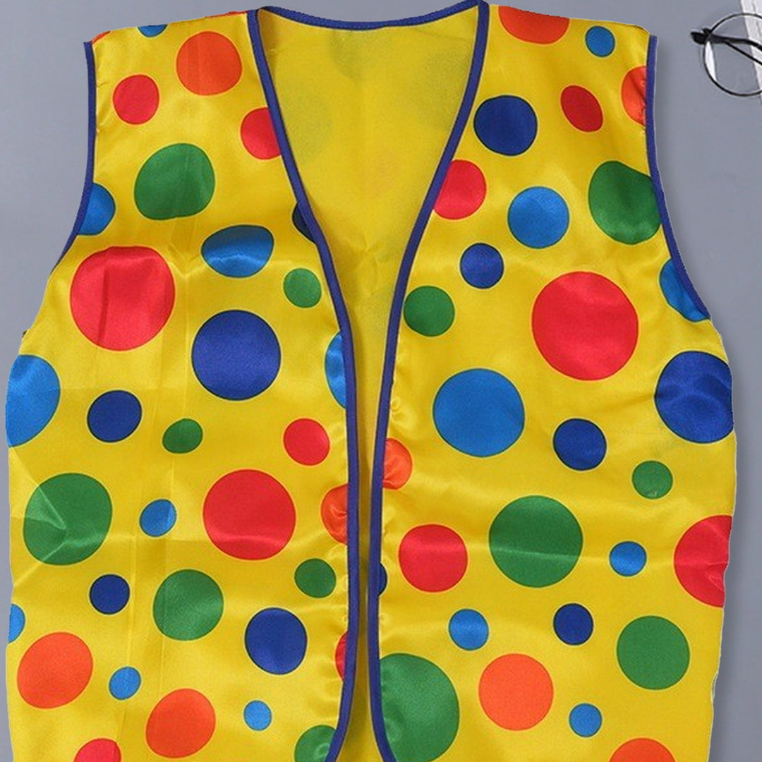 Clown Vest Coat Yellow Dot Print Design Sleeveless Waistcoat Festive Clown Vest Halloween Party Performance Prop Image 7