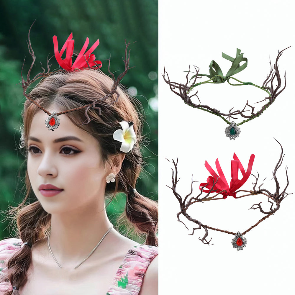 Fairy Flower Crown Headband Adjustable Size Woodland Floral Circlet Women Girls Cosplay Halloween Wedding Photo Props Image 2