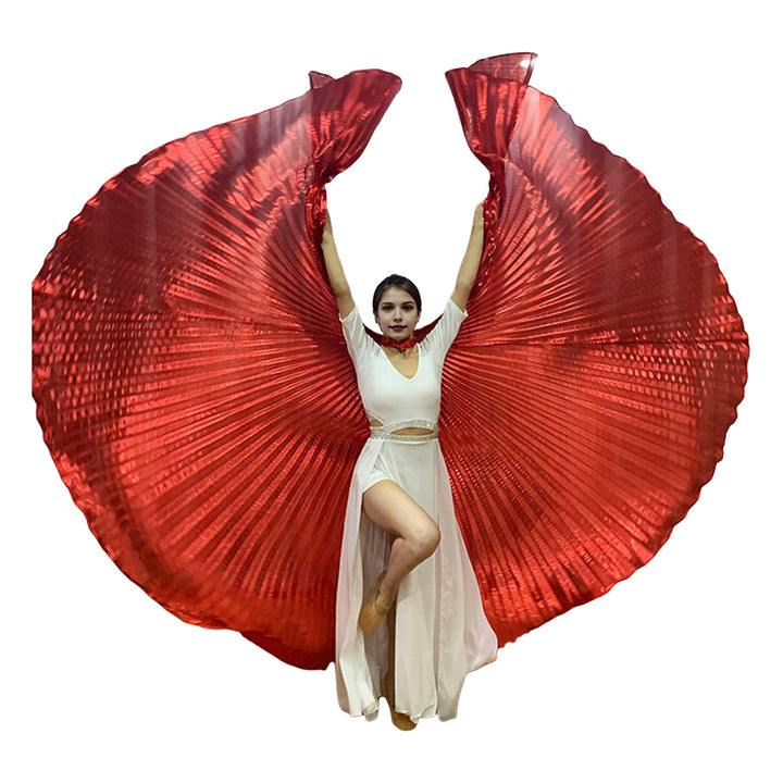 1 Set Performance Cape with Telescopic Rod Belly Dance Wings Egyptian Costume Bright Color Halloween Performance Props Image 3