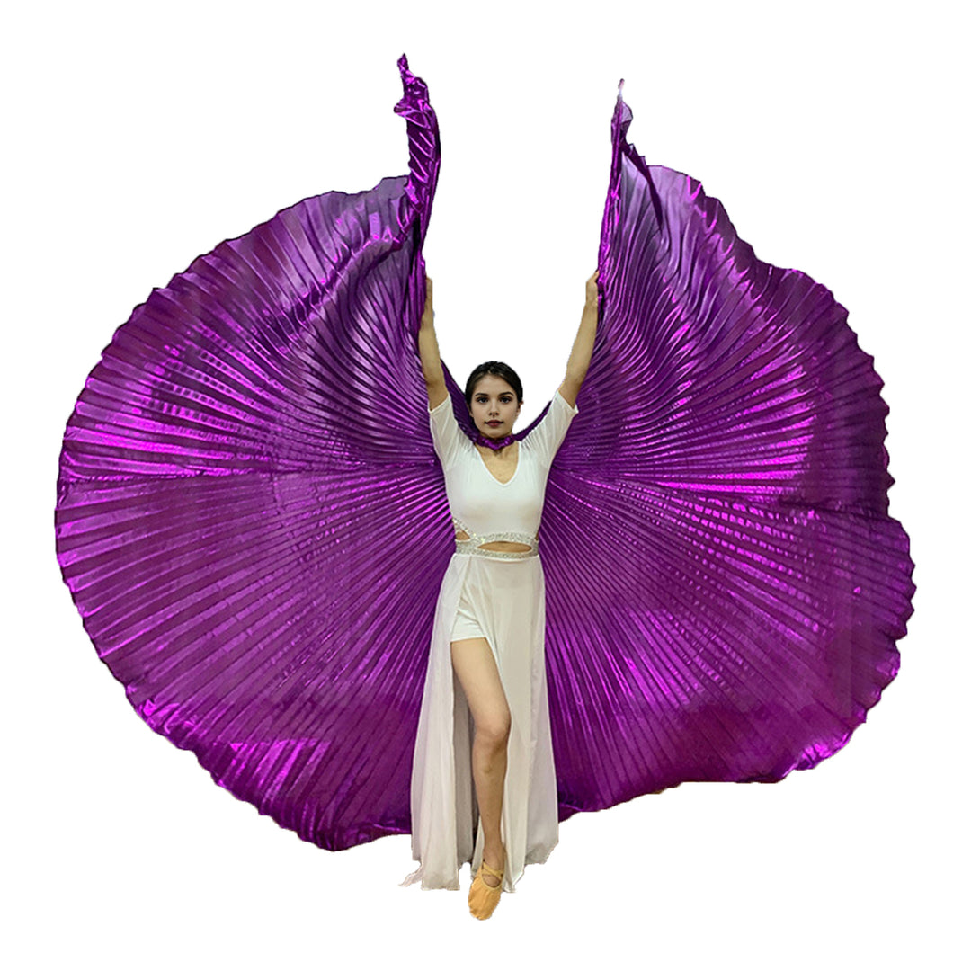 1 Set Performance Cape with Telescopic Rod Belly Dance Wings Egyptian Costume Bright Color Halloween Performance Props Image 4