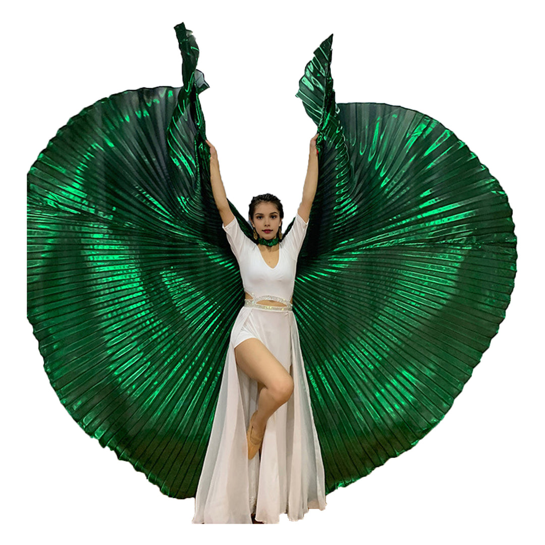 1 Set Performance Cape with Telescopic Rod Belly Dance Wings Egyptian Costume Bright Color Halloween Performance Props Image 4