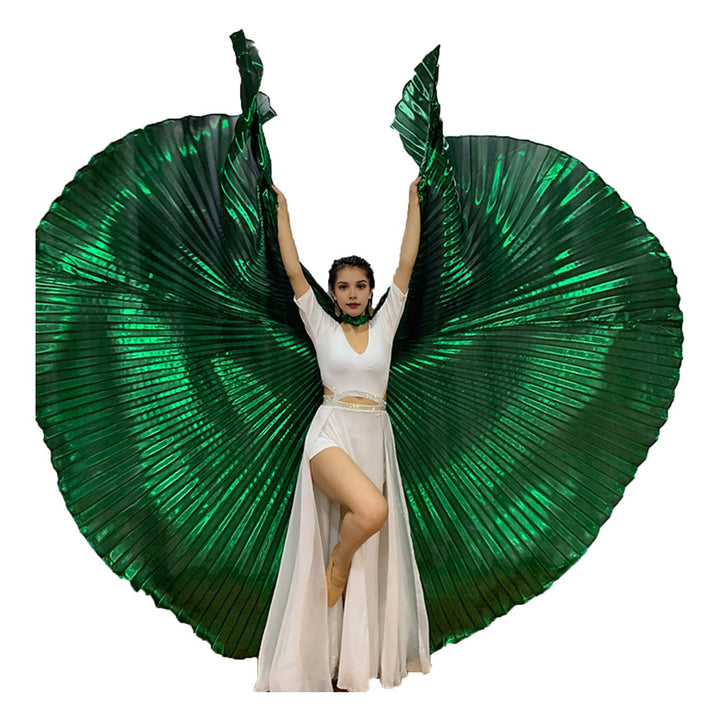 1 Set Performance Cape with Telescopic Rod Belly Dance Wings Egyptian Costume Bright Color Halloween Performance Props Image 1