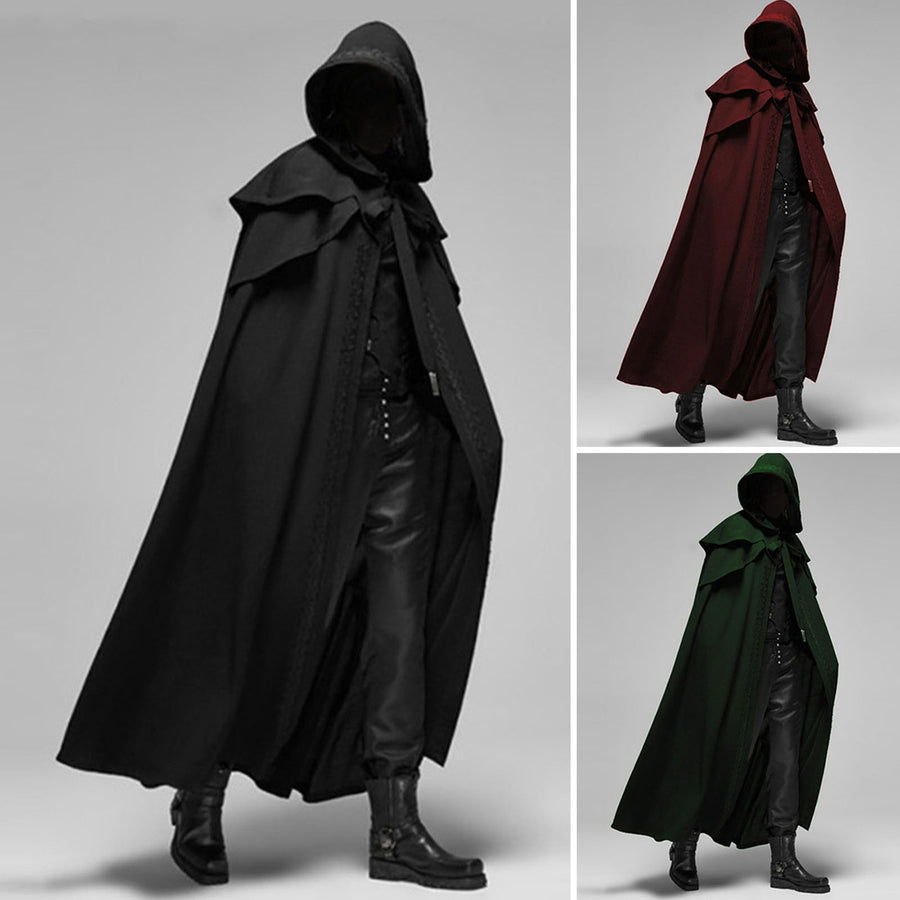 Halloween Cosplay Cloak Hooded Solid Color Design Unisex Cape Loose Fit Masquerade Party Witch Costume Image 1