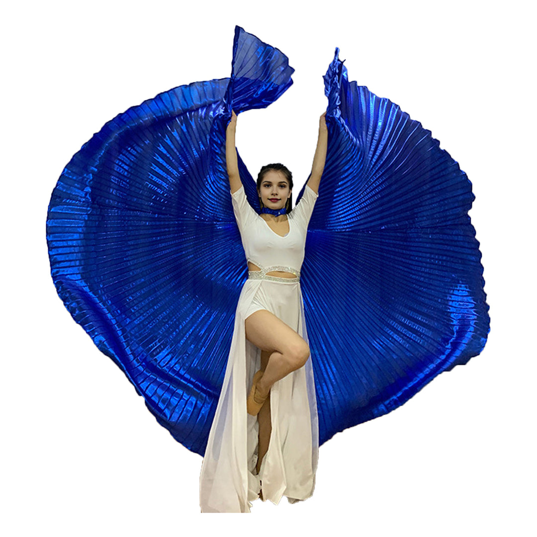 1 Set Performance Cape with Telescopic Rod Belly Dance Wings Egyptian Costume Bright Color Halloween Performance Props Image 8