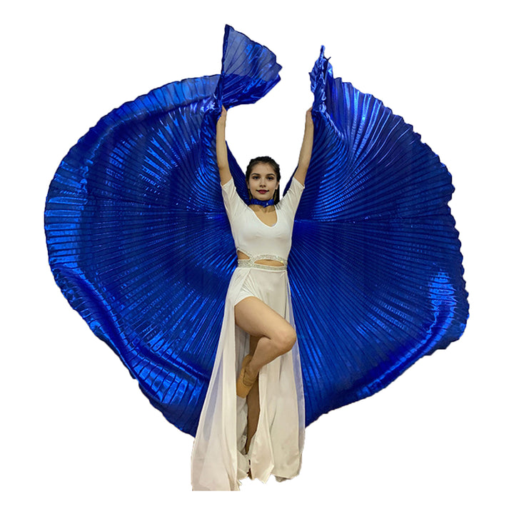 1 Set Performance Cape with Telescopic Rod Belly Dance Wings Egyptian Costume Bright Color Halloween Performance Props Image 8