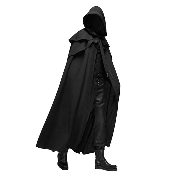 Halloween Cosplay Cloak Hooded Solid Color Design Unisex Cape Loose Fit Masquerade Party Witch Costume Image 2