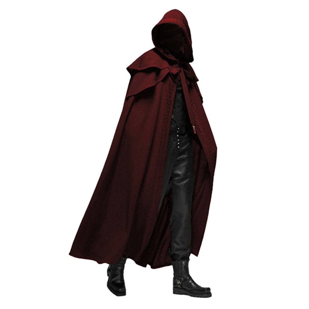 Halloween Cosplay Cloak Hooded Solid Color Design Unisex Cape Loose Fit Masquerade Party Witch Costume Image 3