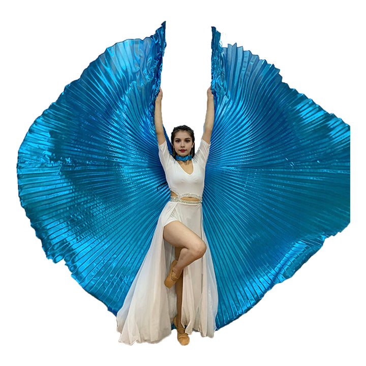 1 Set Performance Cape with Telescopic Rod Belly Dance Wings Egyptian Costume Bright Color Halloween Performance Props Image 9