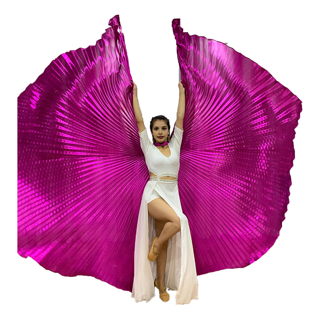 1 Set Performance Cape with Telescopic Rod Belly Dance Wings Egyptian Costume Bright Color Halloween Performance Props Image 10