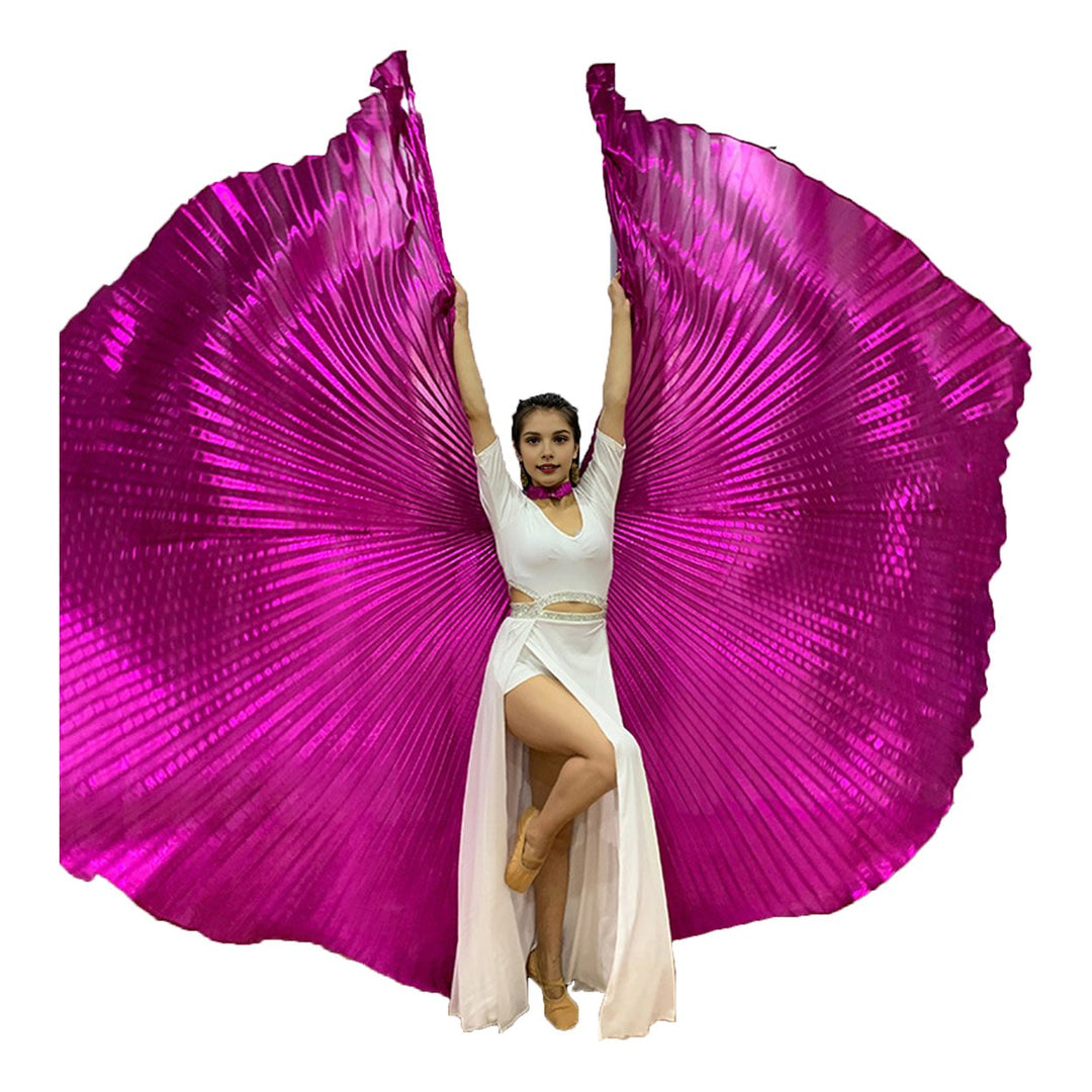 1 Set Performance Cape with Telescopic Rod Belly Dance Wings Egyptian Costume Bright Color Halloween Performance Props Image 1