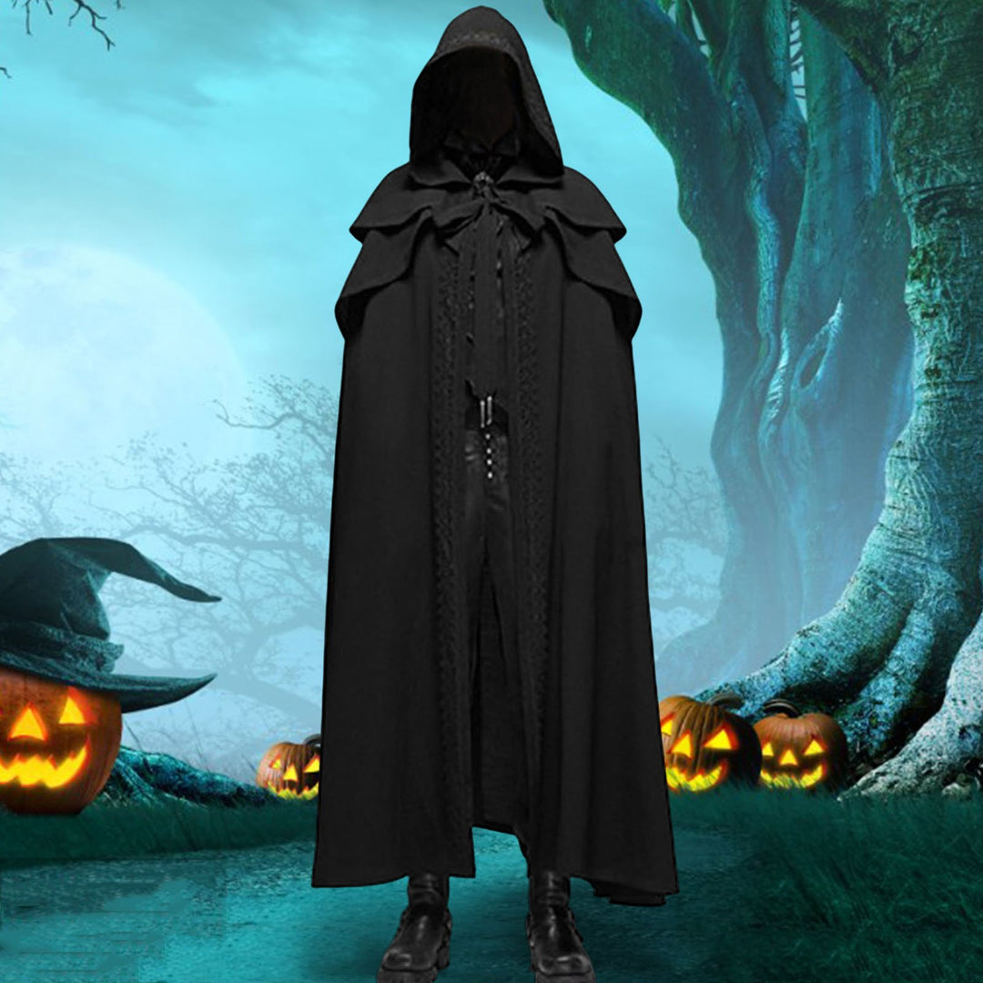 Halloween Cosplay Cloak Hooded Solid Color Design Unisex Cape Loose Fit Masquerade Party Witch Costume Image 6