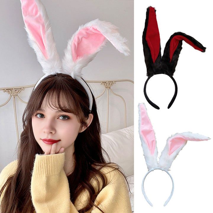 White Bunny Ears Headband Long Plush Rabbit Ear Hair Hoop Halloween Cosplay Costume Accessory Party Wear Image 2