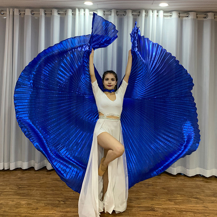 1 Set Performance Cape with Telescopic Rod Belly Dance Wings Egyptian Costume Bright Color Halloween Performance Props Image 12