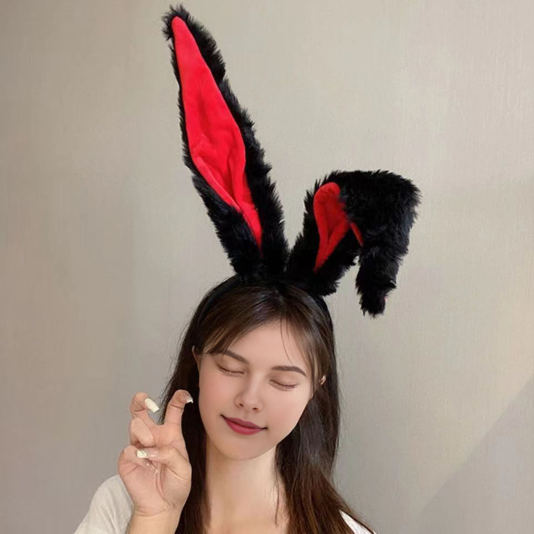 White Bunny Ears Headband Long Plush Rabbit Ear Hair Hoop Halloween Cosplay Costume Accessory Party Wear Image 4