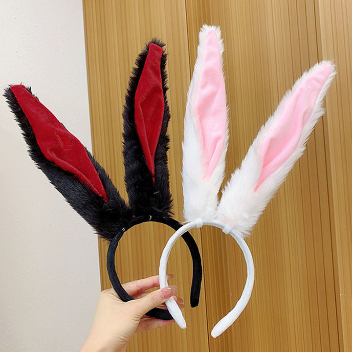 White Bunny Ears Headband Long Plush Rabbit Ear Hair Hoop Halloween Cosplay Costume Accessory Party Wear Image 1